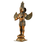 Brass Standing Garuda Dev with Vintage Bronze Finish | 22" x 13" x 7" (55.9 x 33 x 17.8 cm) | 11 kg Sacred Art | Divine Vehicle Murti